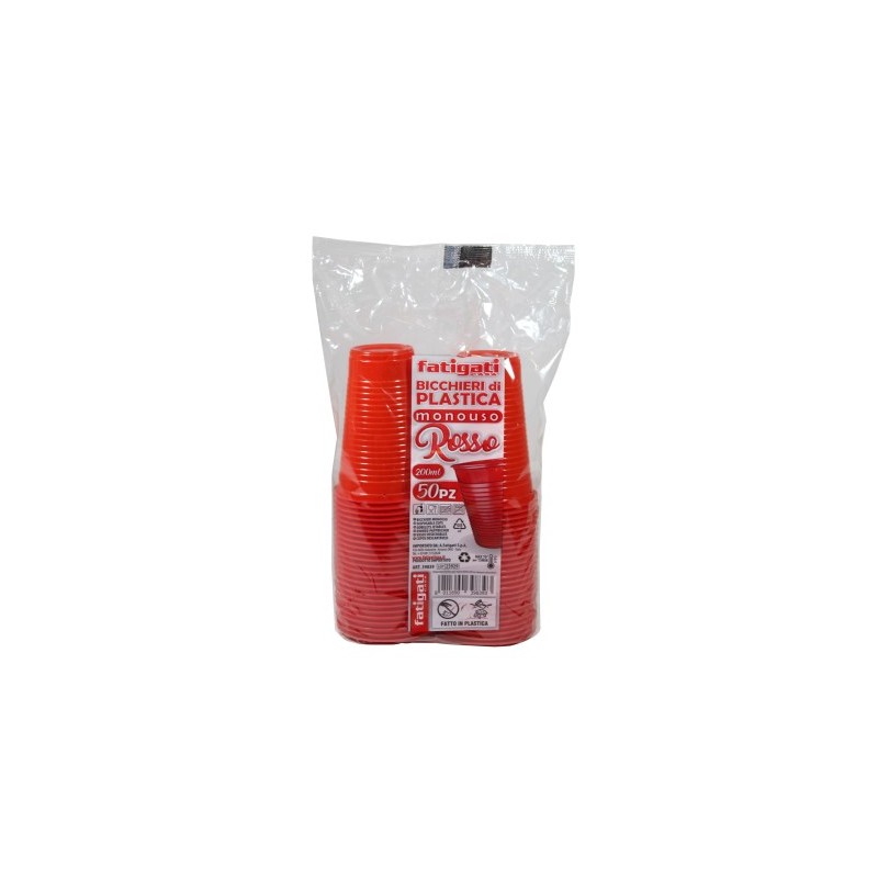 FATIGATI BICCHIERE PLAST. ROSSO 50 PZ X 60 CF
