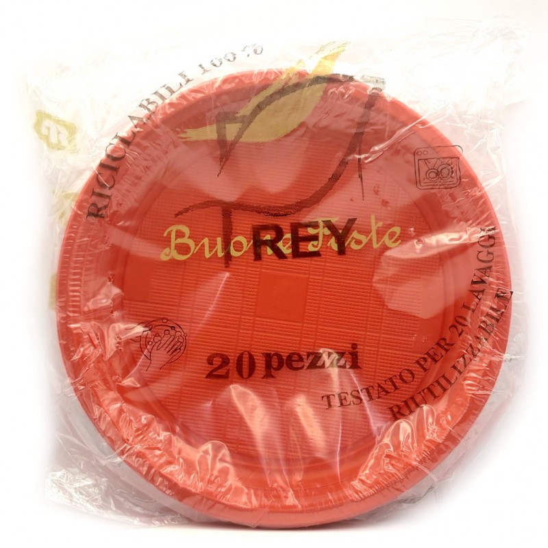REY PIATTI PIANI 22CM 20PZ ROSSO X 48 CF