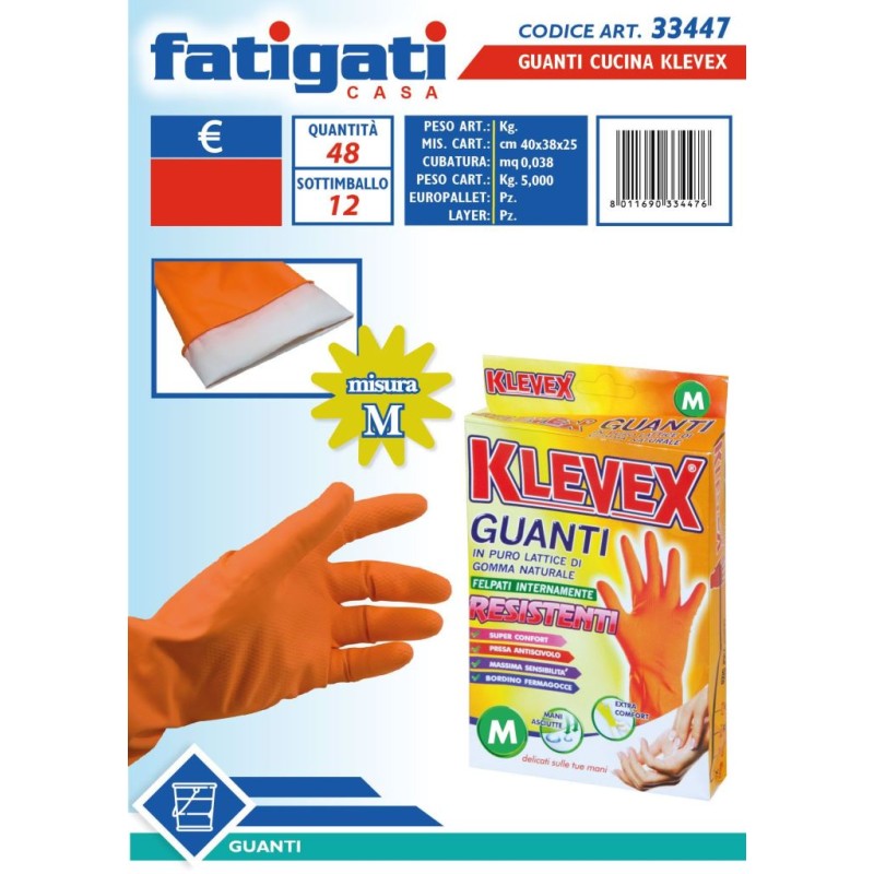 FATIGATI GUANTI CUCINA FELPATI KLEVEX MEDIA X 12 CF